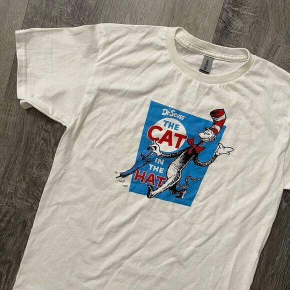 Dr. Suess Cat In The Hat Unisex Kid’s White Crewneck Short Sleeve Graphic Tee L - Picture 3 of 8